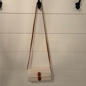 Pokoloko Chic Cream and Tan Woven Crossbody Bag